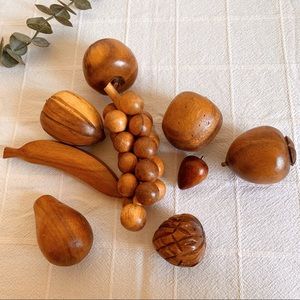 Vintage Monkey Pod Wood Fruit Collection